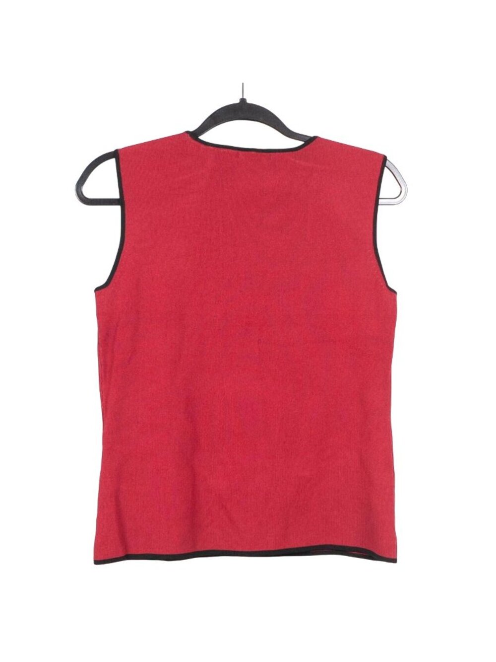 Cardigan Sweater Sleeveless Top Set S Womens 90s Red Black Trim Tank Colorblock - Picture 10 of 10